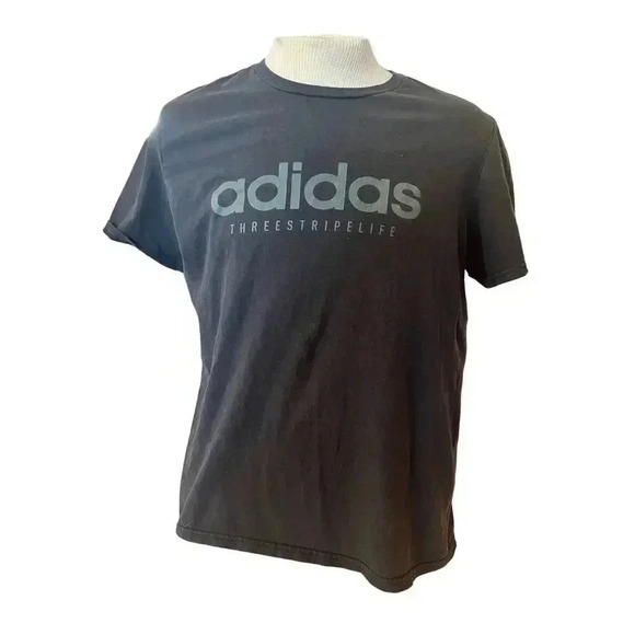 ADIDAS MENS SIZE LARGE TSHIRT BLACK AND GREEN - Picture 1 of 5